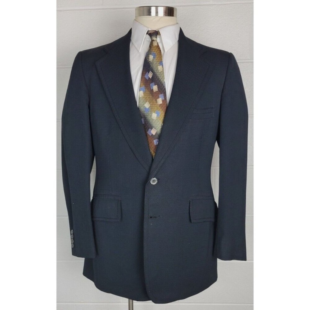Vintage 70s Society Brand‎ Black Polyester Leisure Sport Coat sz 40?